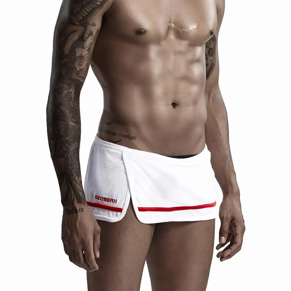 #PB Men's Pajamas Sleep Bottoms Side Slit Home Lounge Casual Shorts - passionbarn.com
