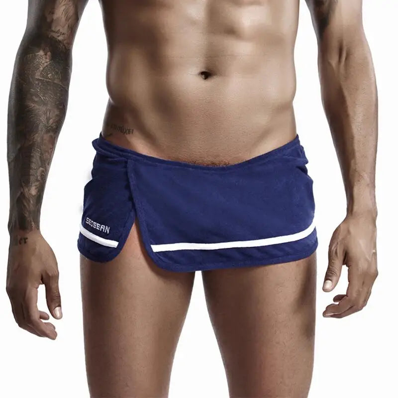 #PB Men's Pajamas Sleep Bottoms Side Slit Home Lounge Casual Shorts - passionbarn.com