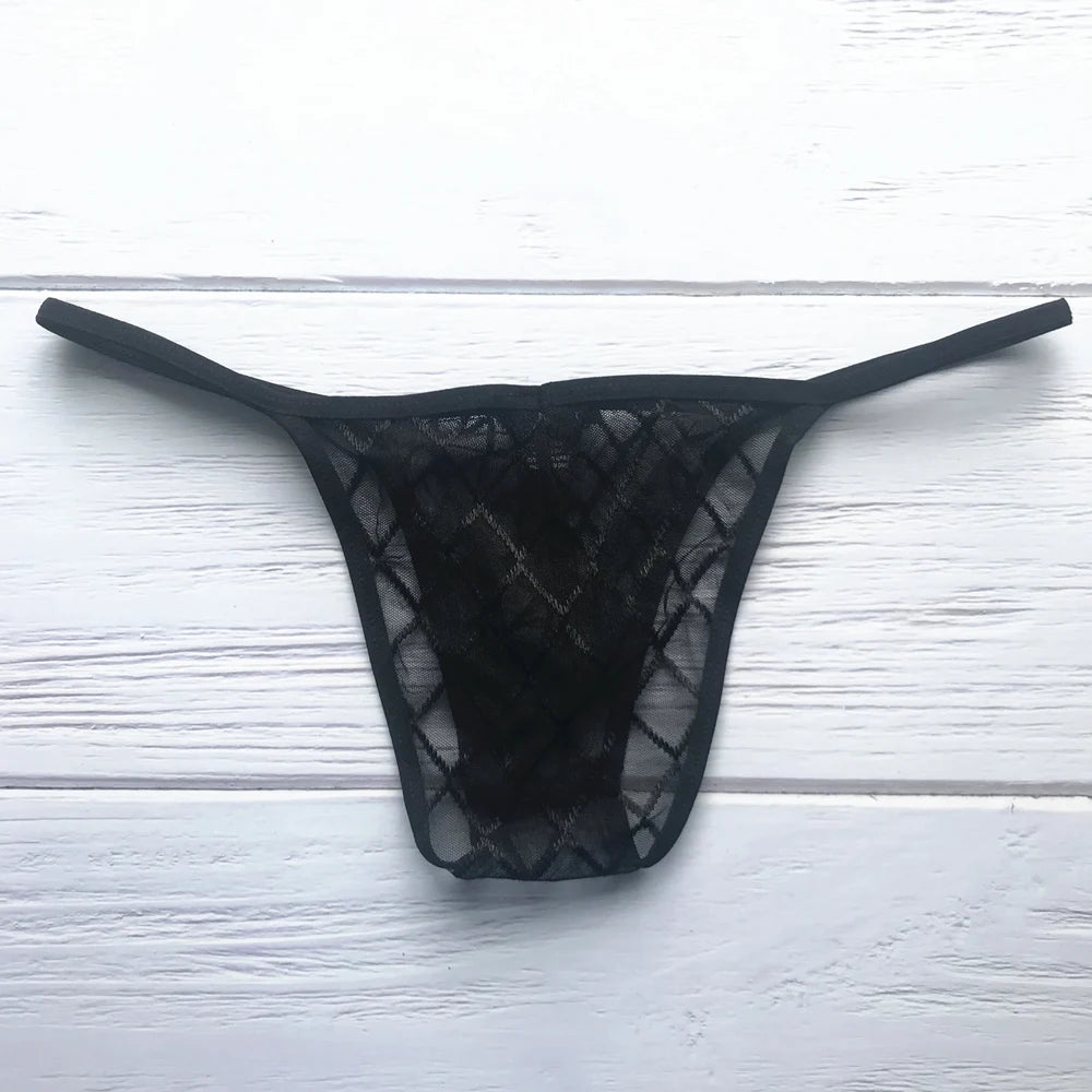 #PB Black Men's Underwear Briefs Fishnet Transparent Underwear