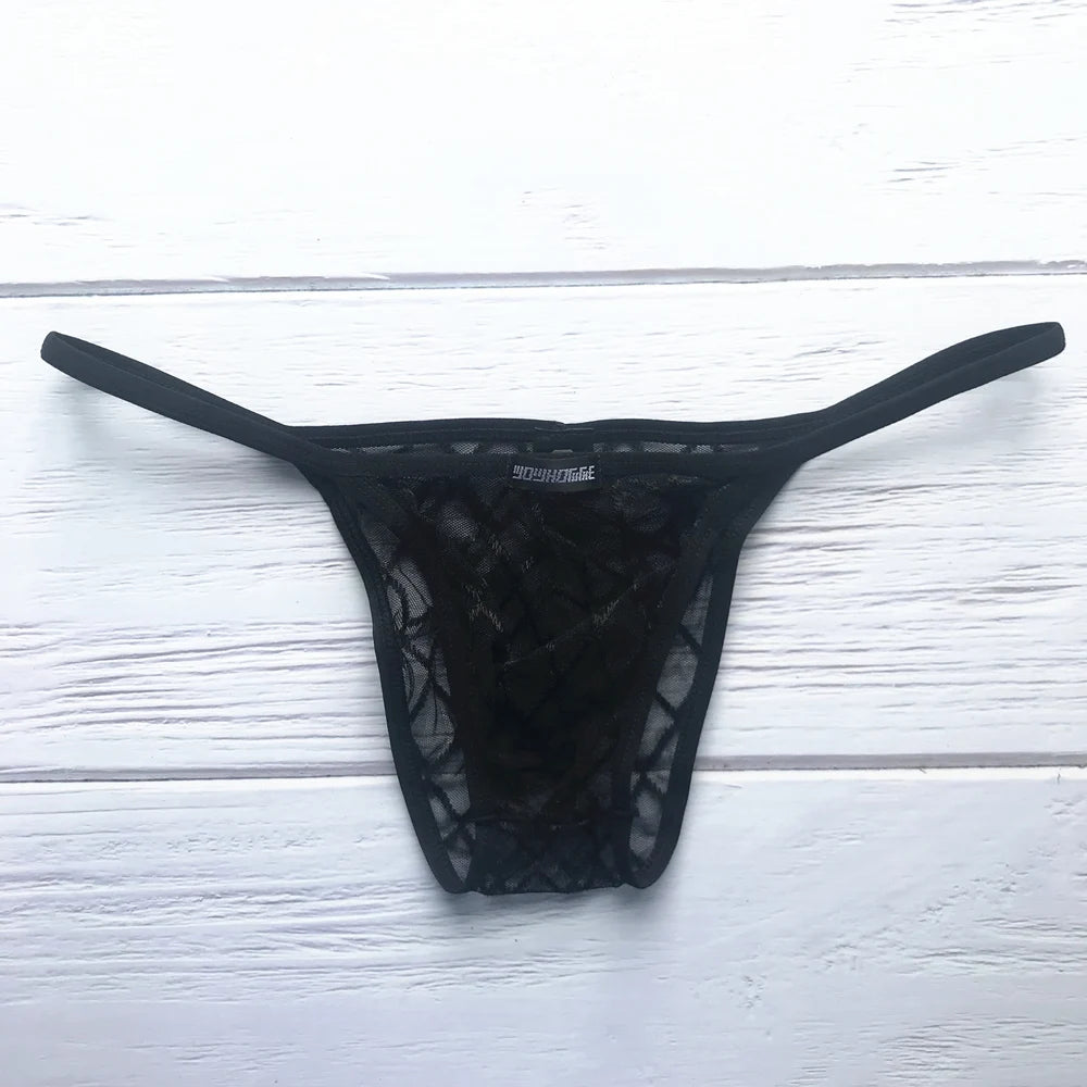 #PB Black Men's Underwear Briefs Fishnet Transparent Underwear