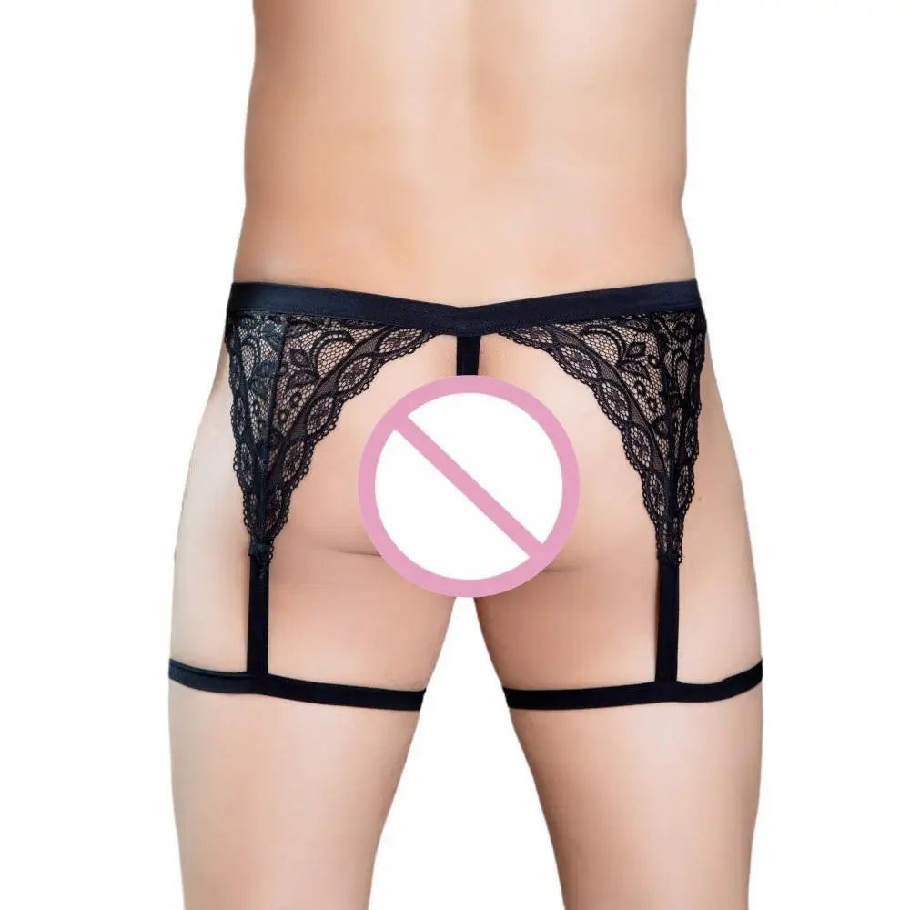 #PB Men's Thongs Erotic Lingerie Lace T-back Underpants - passionbarn.com