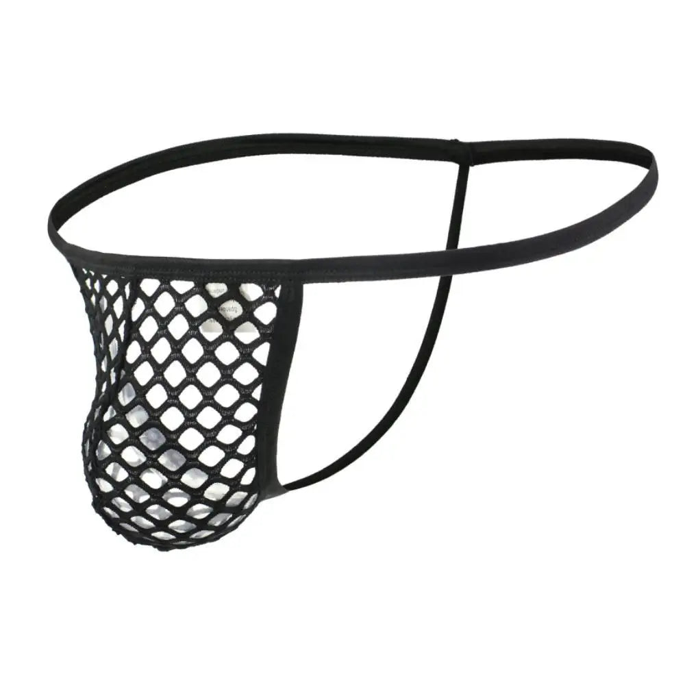 #PB Men Thongs Big Mesh Transparent See Through Underpants - passionbarn.com