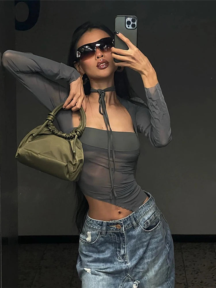 #PB Mesh Sheer Halter Top - passionbarn.com