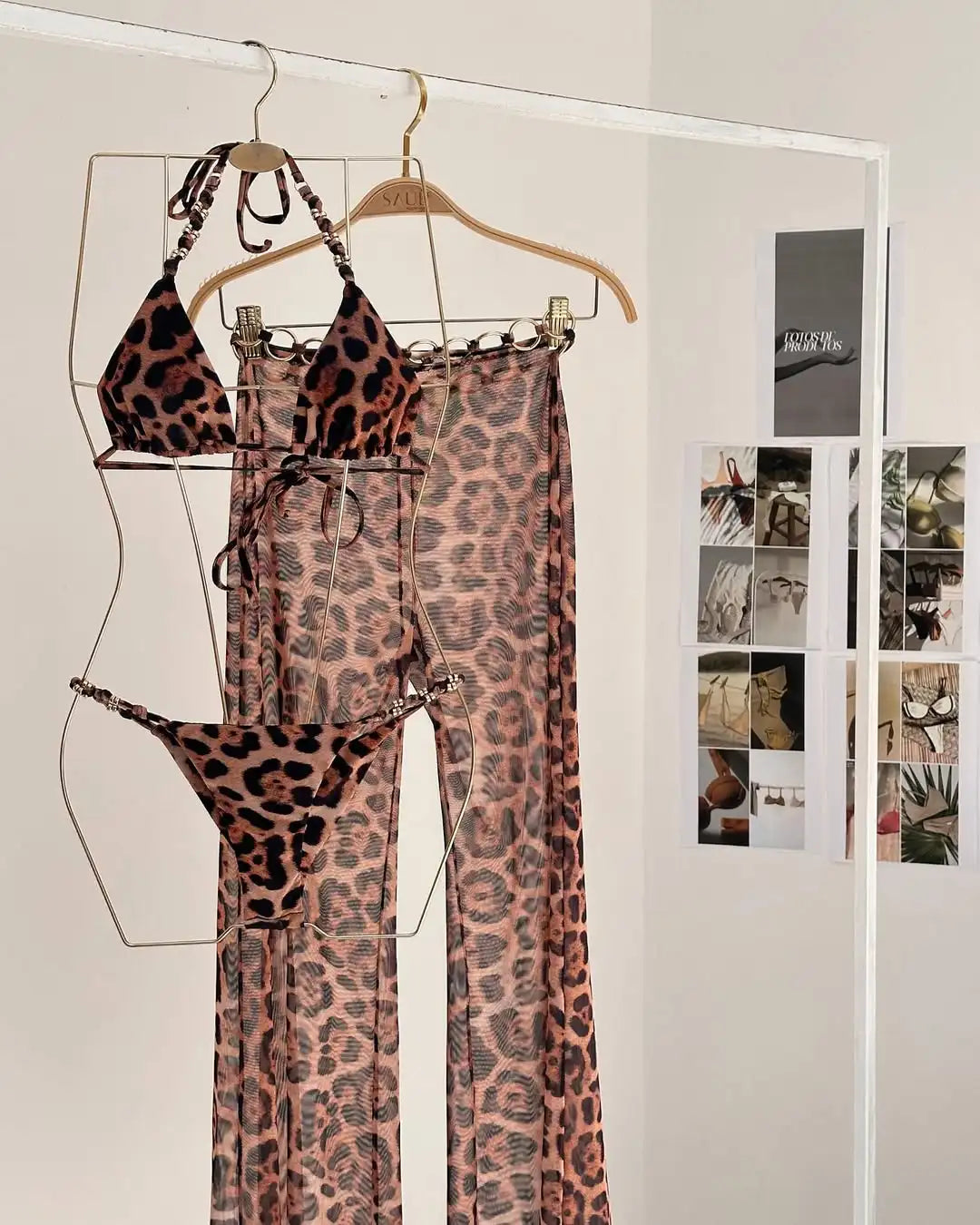 #PB Leopard Three Piece Bikinis Set