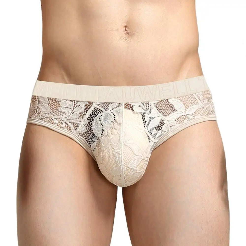 #PB Men's Lace Transparent Briefs Mesh See Through Underpants - passionbarn.com