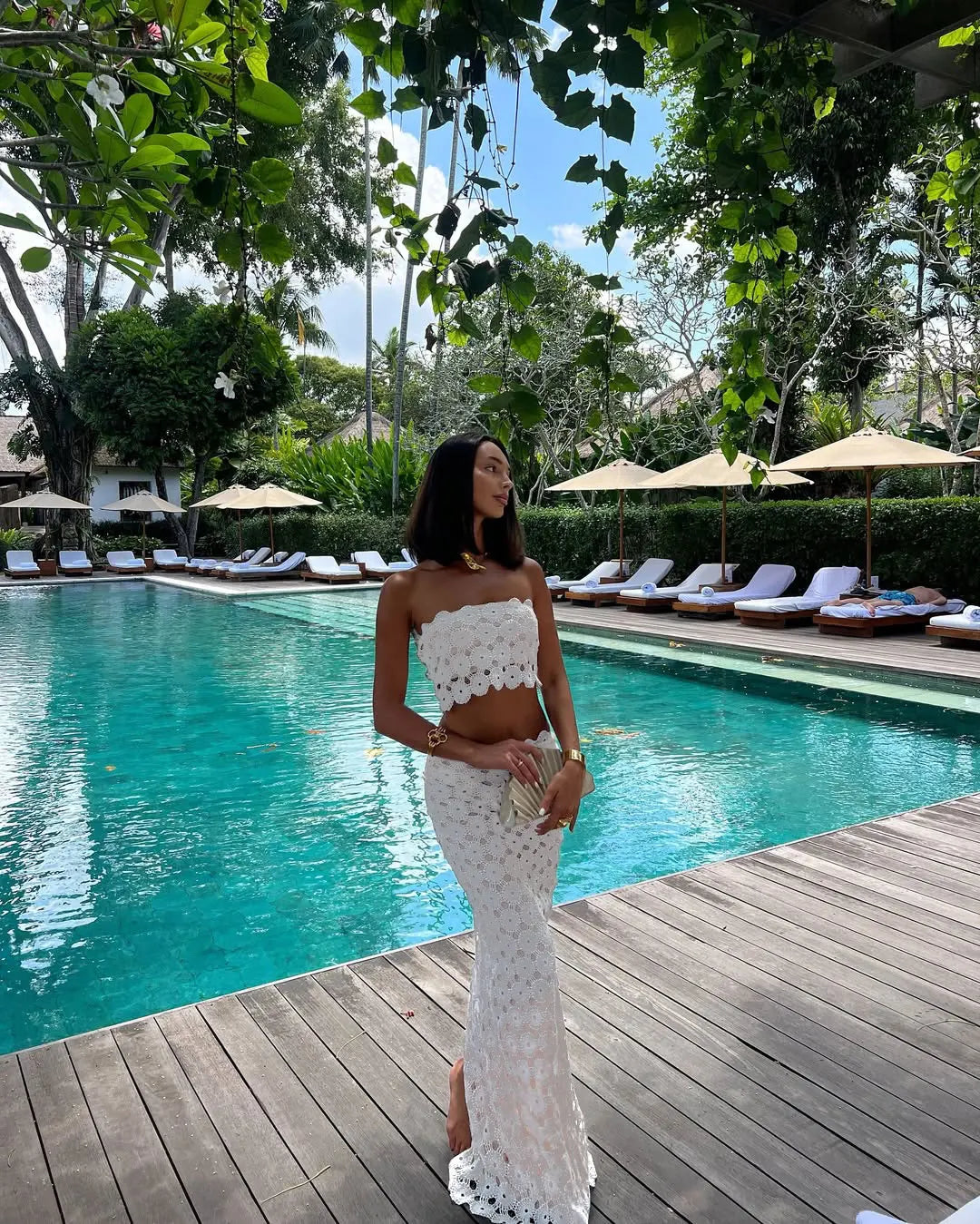 #PB Tube Top Hollow Out Beach Dress