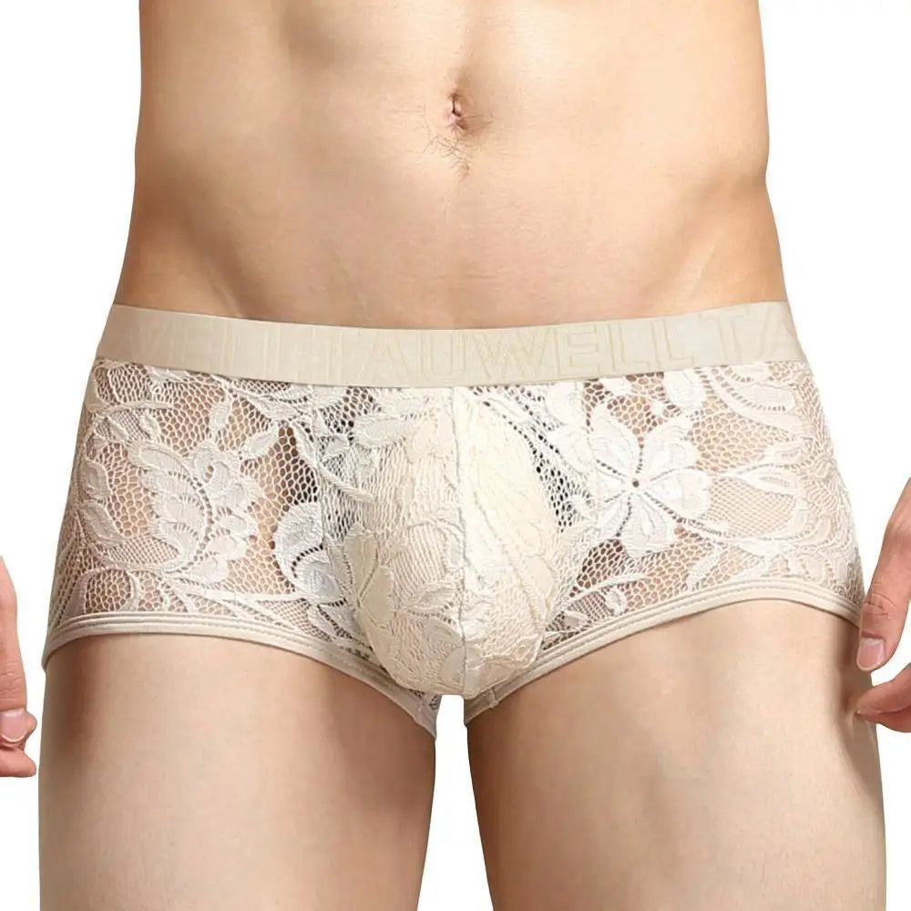 #PB Men's Boxers Lace Transparent Mesh Underwear - passionbarn.com