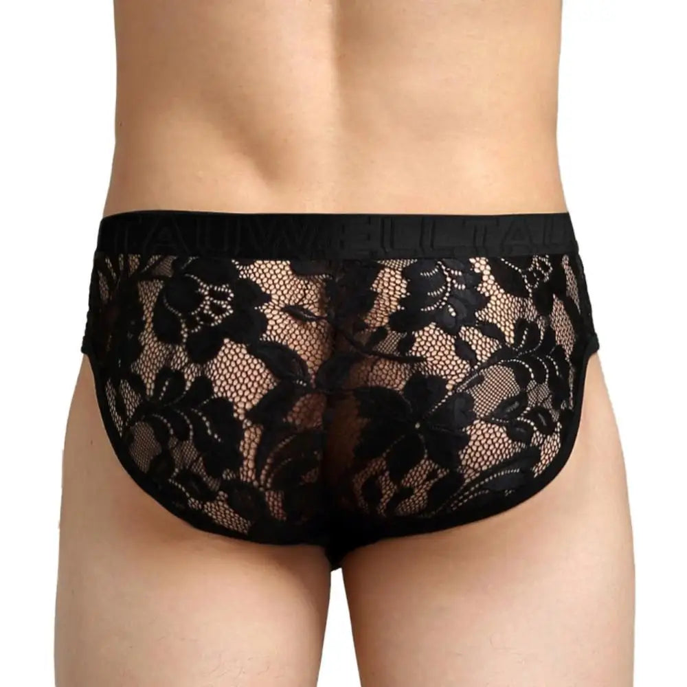 #PB Men's Lace Transparent Briefs Mesh See Through Underpants - passionbarn.com