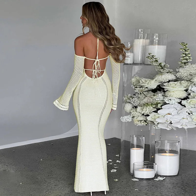 #PB Off Shoulder Halter Knit Dress - passionbarn.com