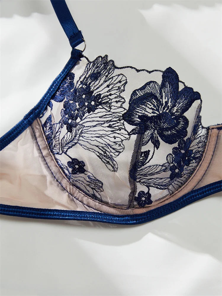 #PB Mesh Embroidered Lingerie Set - passionbarn.com