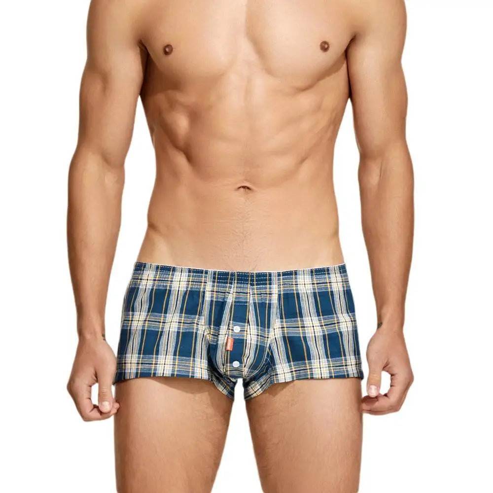 #PB Cotton Plaid Underwear Men Boxer Shorts - passionbarn.com