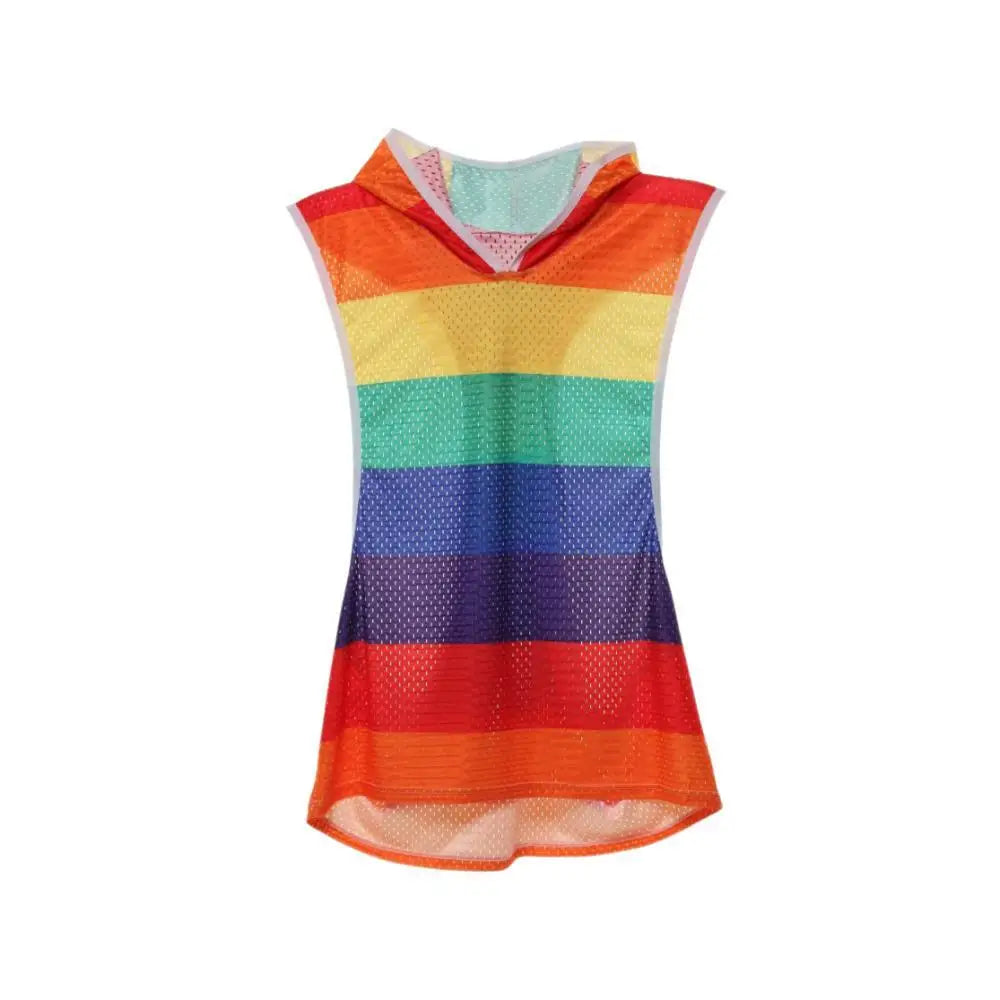 Men's Sets Rainbow Hooded Men's Tank Tops Mesh Breathable V-neck Vests Men Shorts Streetwear Tops Tee Sports Fitness Singlets