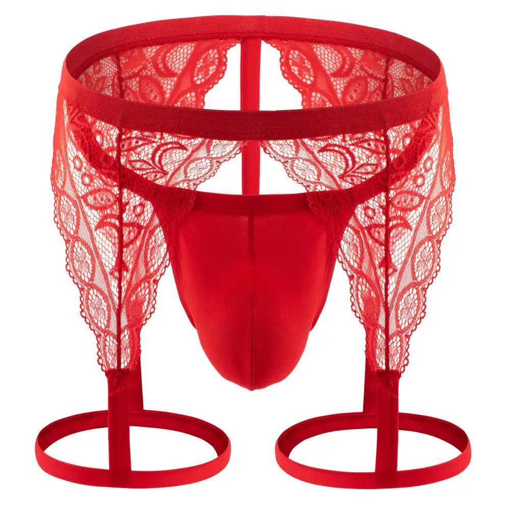 #PB Men's Thongs Erotic Lingerie Lace T-back Underpants - passionbarn.com