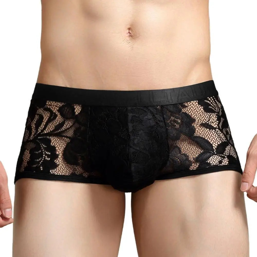 #PB Men's Boxers Lace Transparent Mesh Underwear - passionbarn.com
