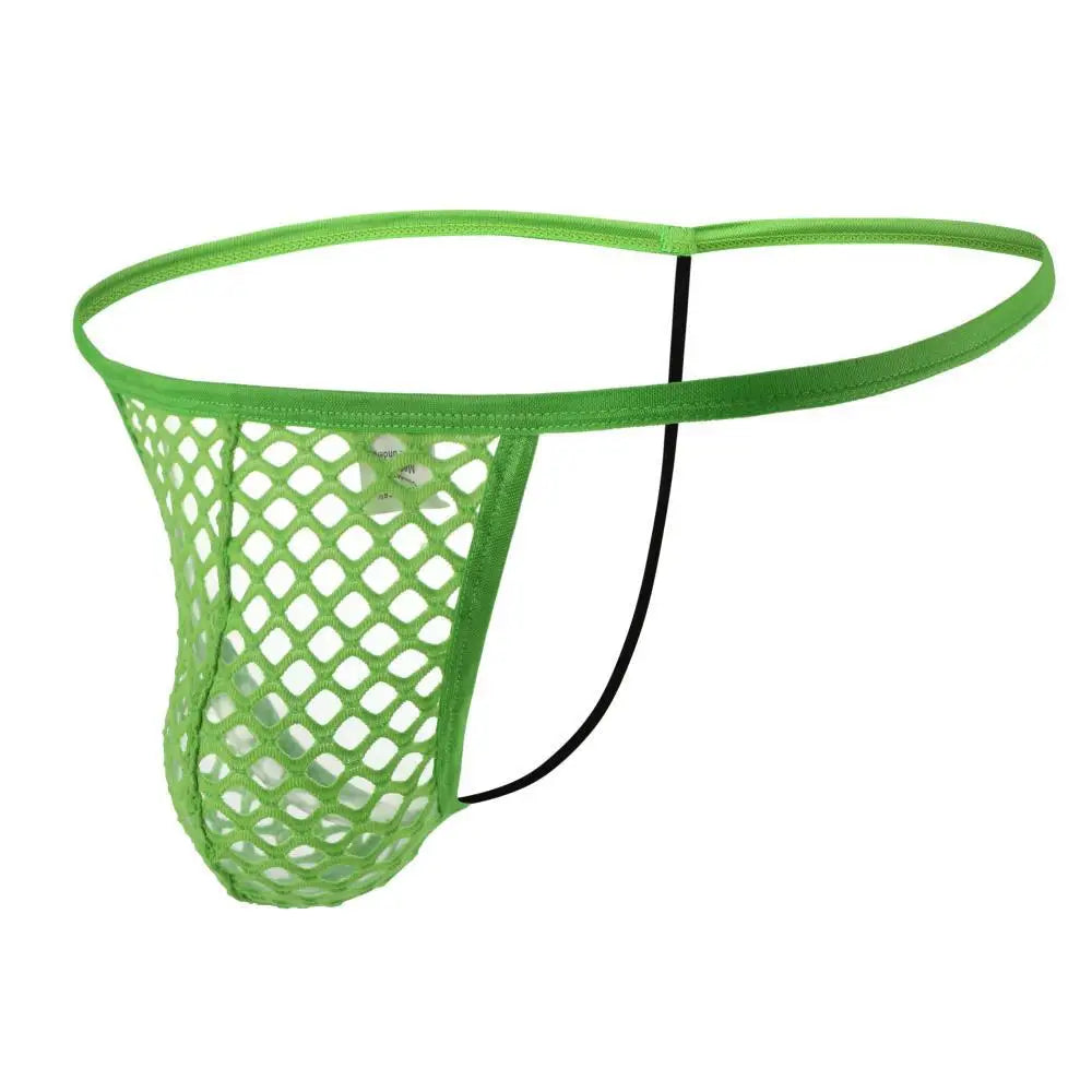 #PB Men Thongs Big Mesh Transparent See Through Underpants - passionbarn.com