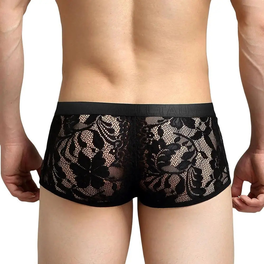 #PB Men's Boxers Lace Transparent Mesh Underwear - passionbarn.com