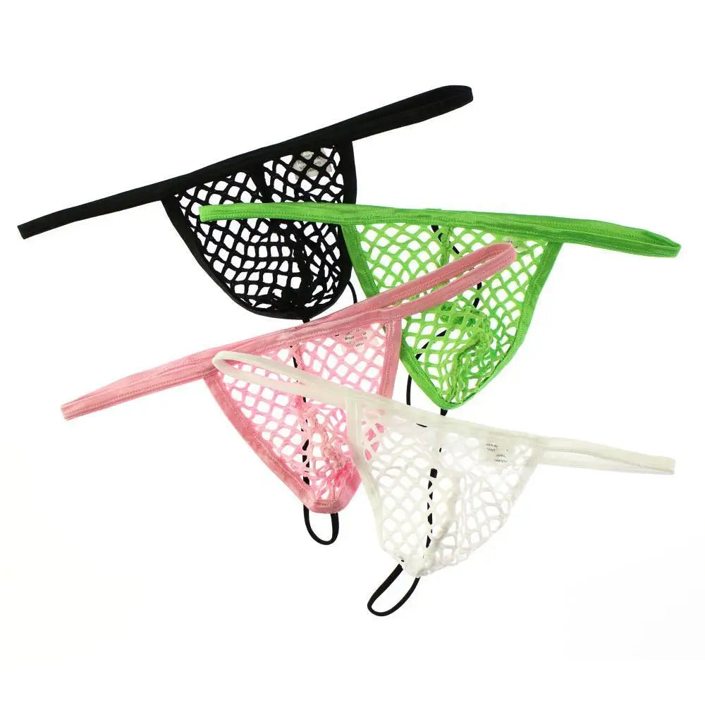 #PB Men Thongs Big Mesh Transparent See Through Underpants - passionbarn.com