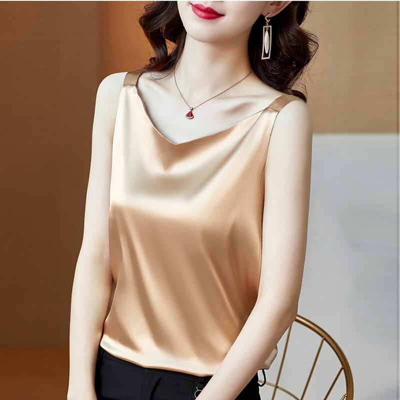 #PB Sleeveless Satin Silk Top - passionbarn.com