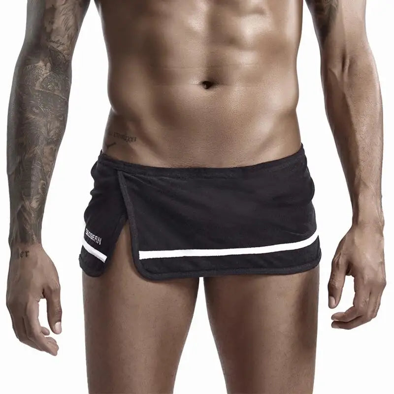 #PB Men's Pajamas Sleep Bottoms Side Slit Home Lounge Casual Shorts - passionbarn.com