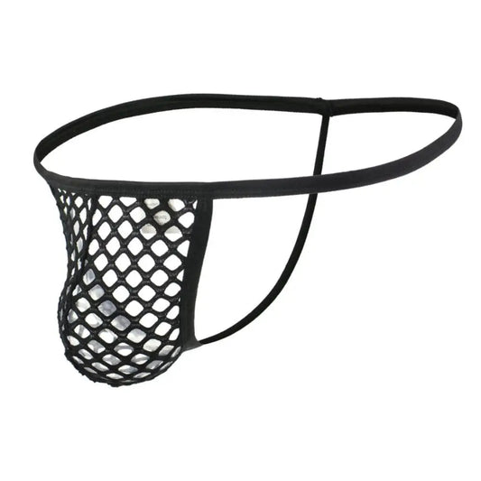 #PB Men Thongs Big Mesh Transparent See Through Underpants - passionbarn.com