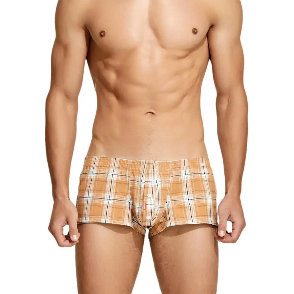 #PB Cotton Plaid Underwear Men Boxer Shorts - passionbarn.com