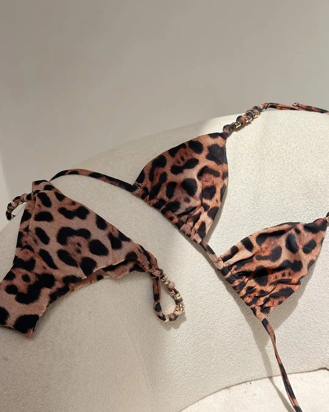 #PB Leopard Three Piece Bikinis Set