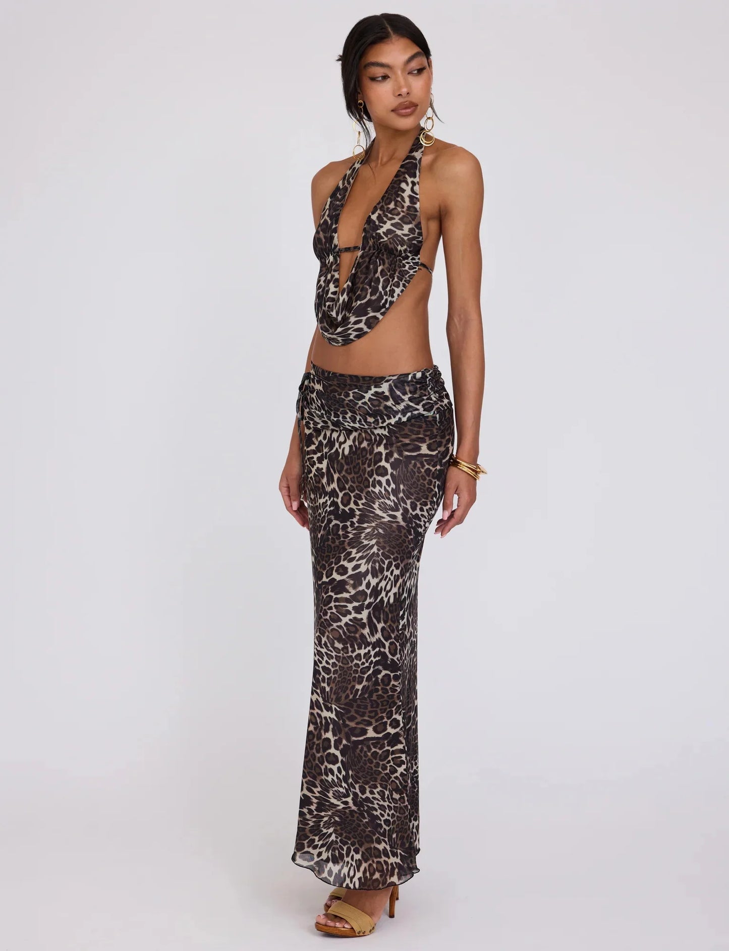 #PB Leopard Print Three-piece Elegant Beachwear