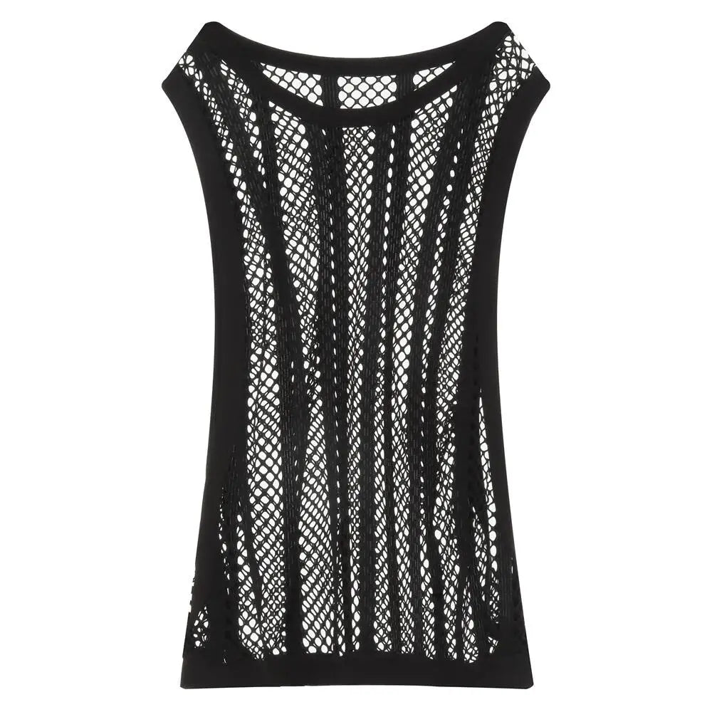 #PB Men Tank Tops Mesh Sleeveless O-neck See Through