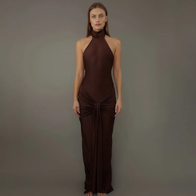 #PB Backless Halter Maxi Dress - passionbarn.com