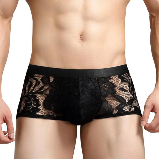 #PB Men's Boxers Lace Transparent Mesh Underwear - passionbarn.com