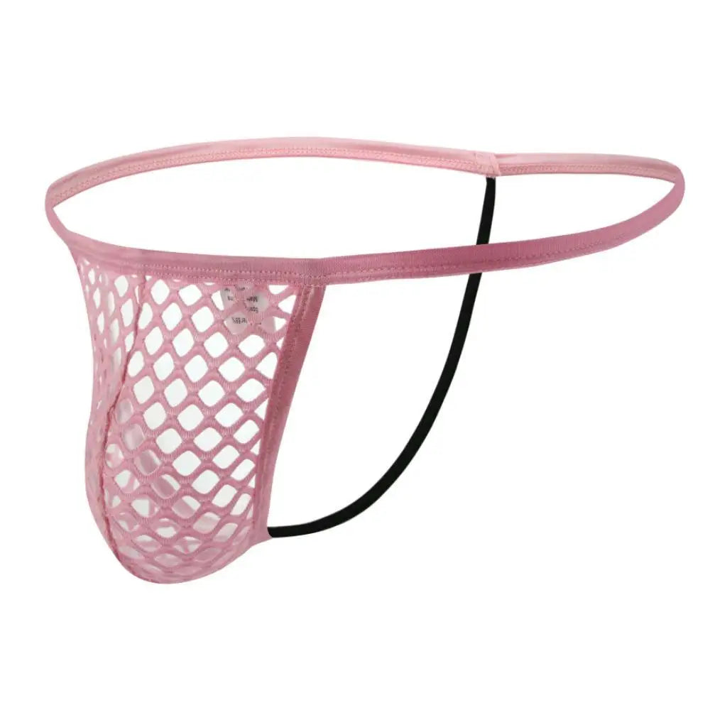 #PB Men Thongs Big Mesh Transparent See Through Underpants - passionbarn.com