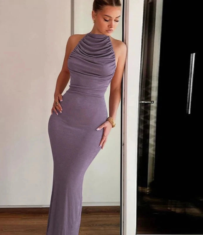 #PB Backless Halter Maxi Dress - passionbarn.com