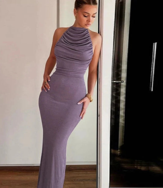 #PB Backless Halter Maxi Dress - passionbarn.com
