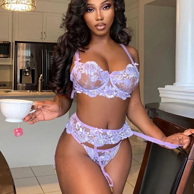 #PB 3 Piece Sexy Lingerie Set - passionbarn.com