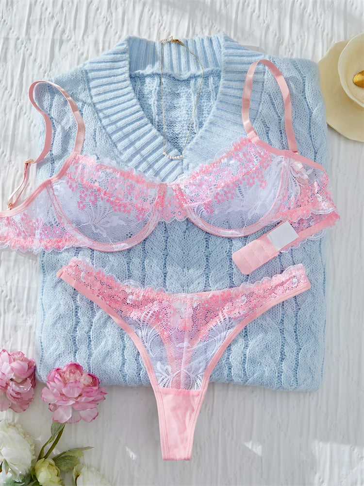#PB Pink Bra and Panty Set - passionbarn.com