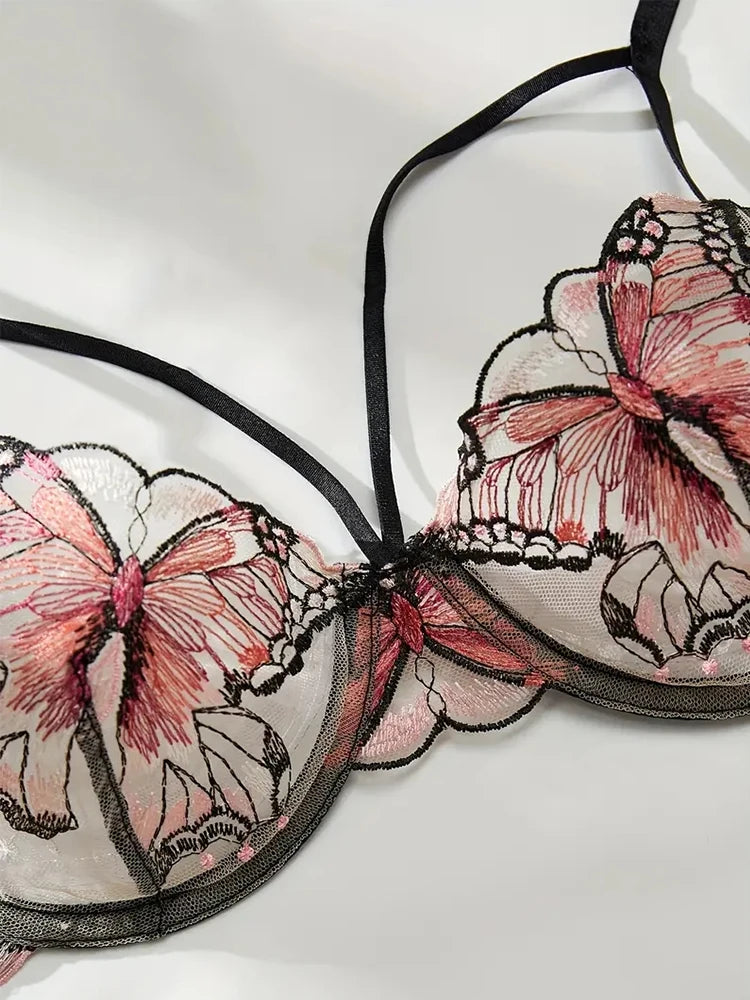 #PB Lingerie Butterfly Embroidery Set - passionbarn.com
