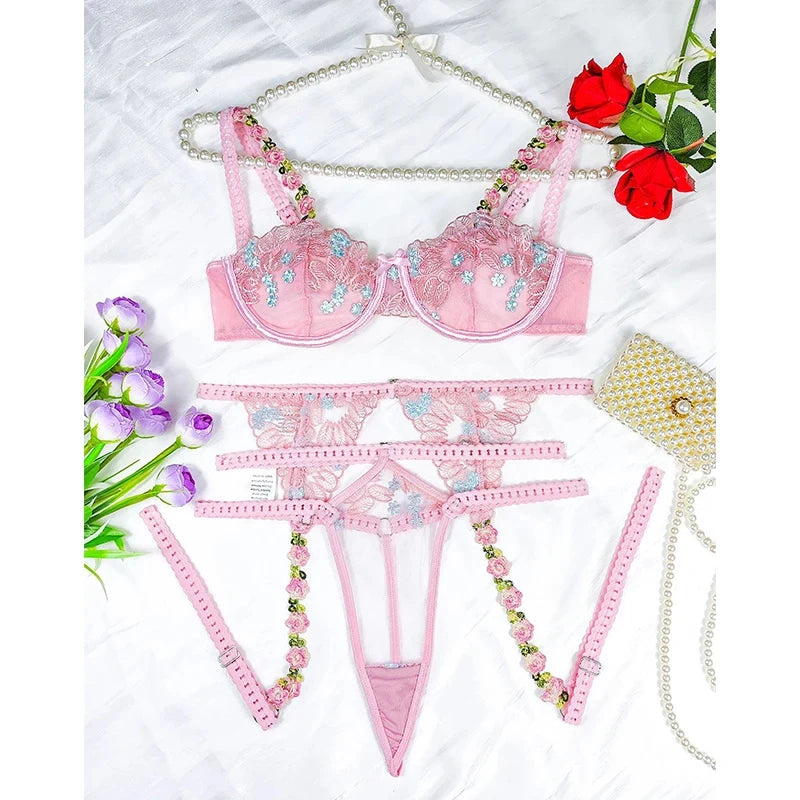 #PB Pink Romantic Lingerie Set - passionbarn.com