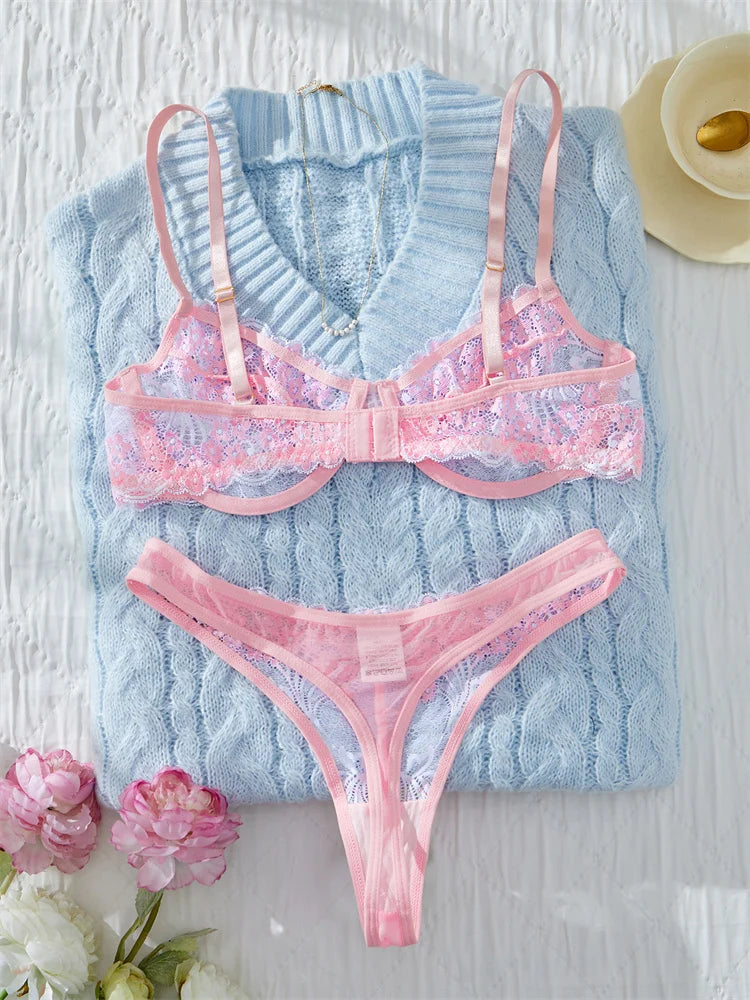 #PB Pink Bra and Panty Set - passionbarn.com