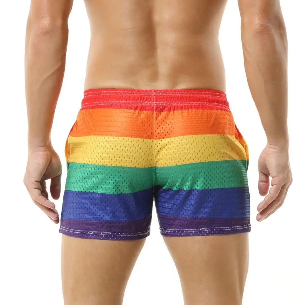 #PB Men's Shorts Rainbow Stripe Fashion Casual Shorts