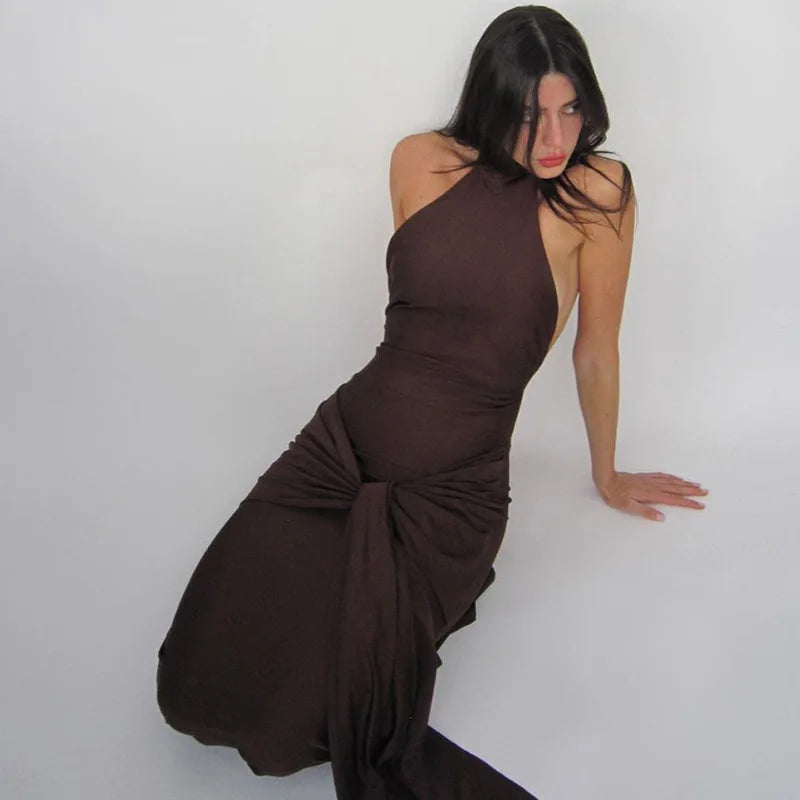 #PB Backless Halter Maxi Dress - passionbarn.com