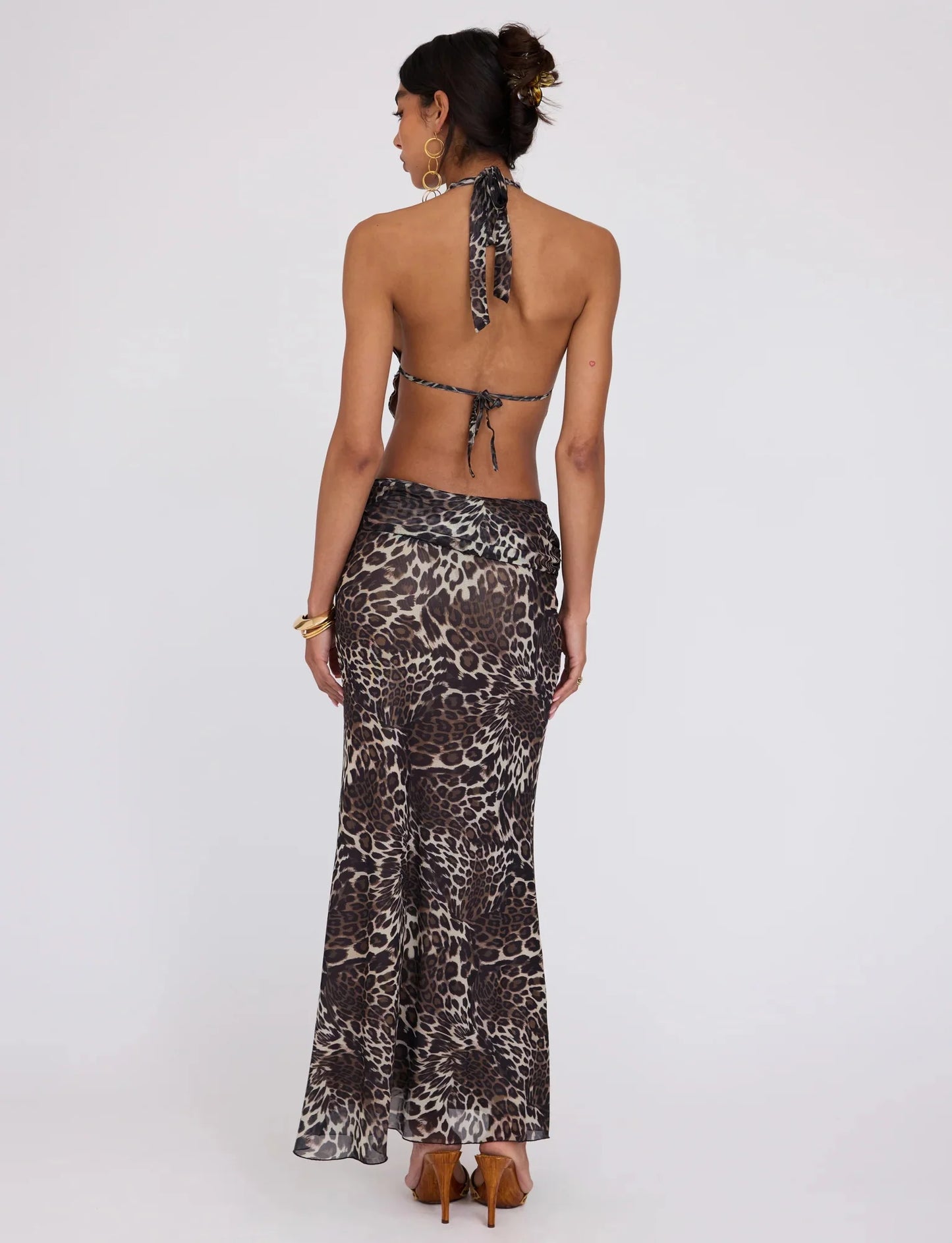 #PB Leopard Print Three-piece Elegant Beachwear