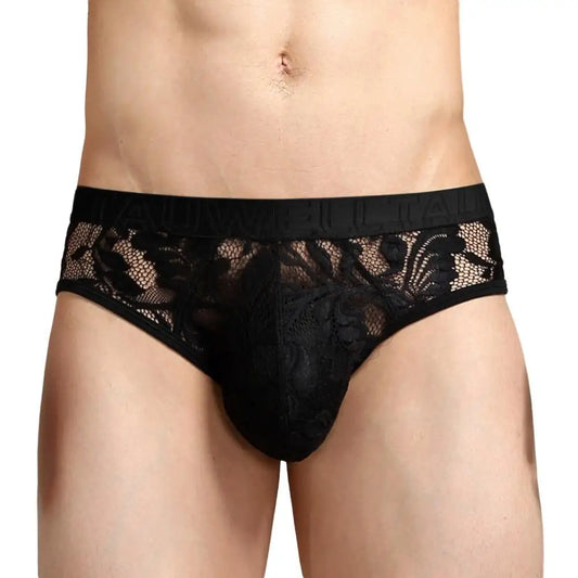 #PB Men's Lace Transparent Briefs Mesh See Through Underpants - passionbarn.com