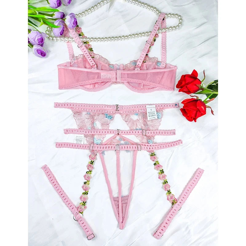 #PB Pink Romantic Lingerie Set - passionbarn.com