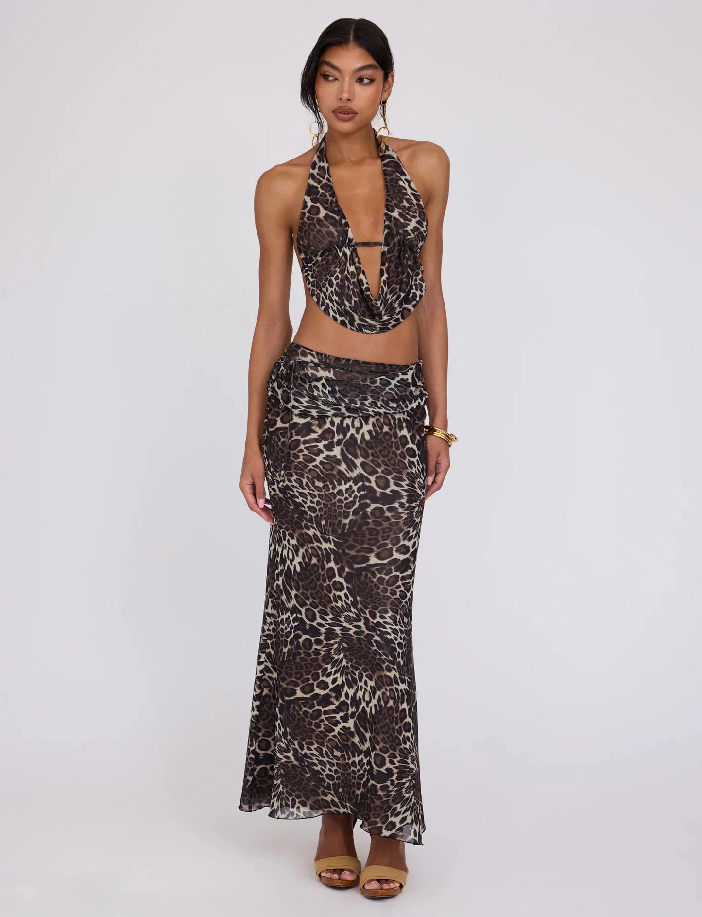 #PB Leopard Print Three-piece Elegant Beachwear