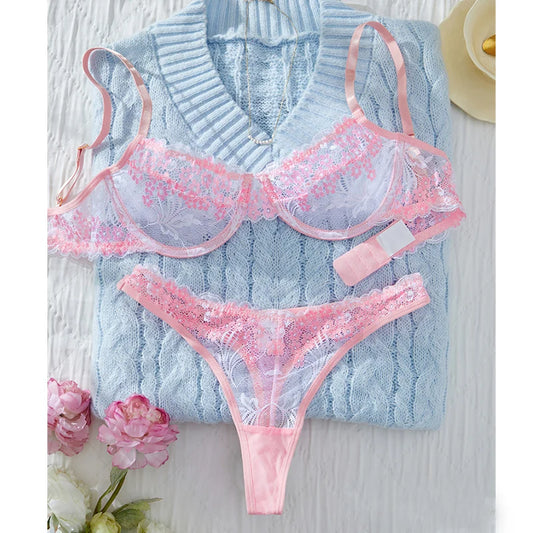 #PB Pink Bra and Panty Set - passionbarn.com