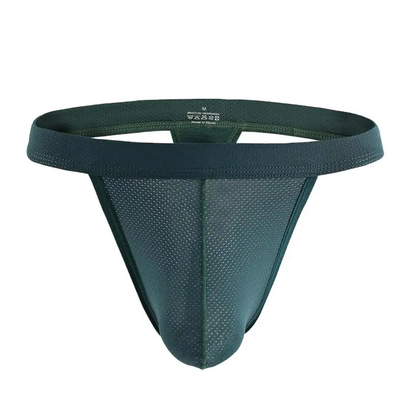 Men's Mesh Breathable Thongs Sexy Underwear T-Back Briefs G-String U Pouch Men Lingerie Panties Tangas Underpants