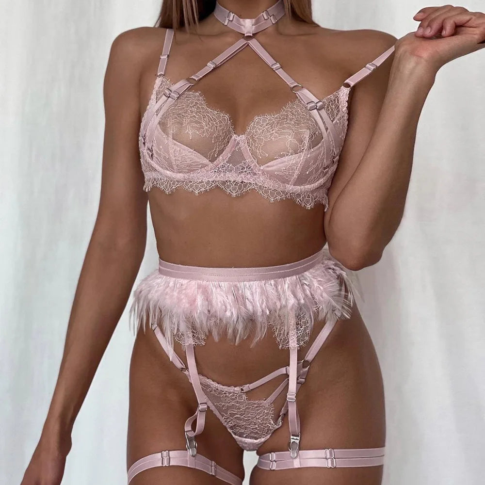 #PB Feather Lingerie Set - passionbarn.com