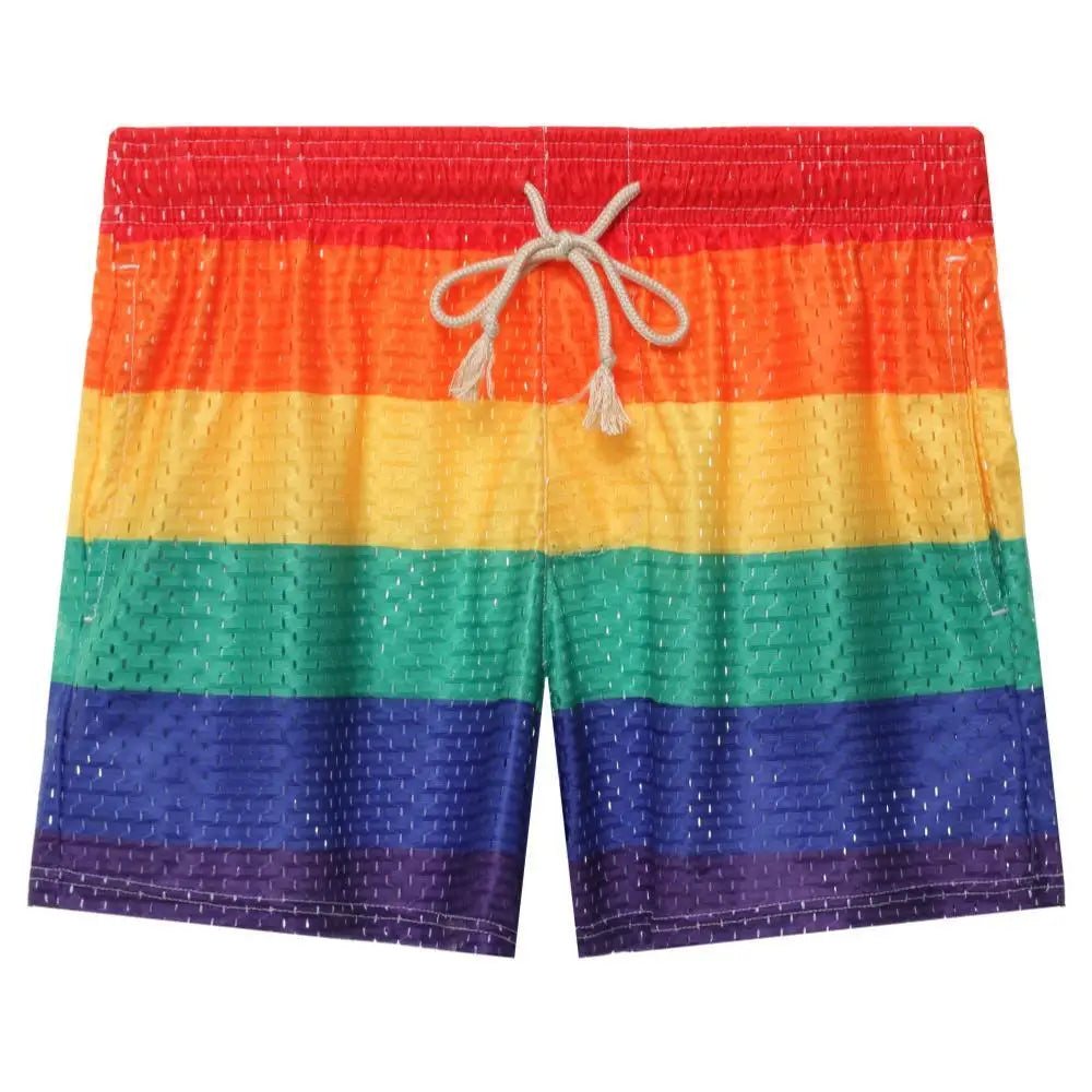 #PB Men's Shorts Rainbow Stripe Fashion Casual Shorts