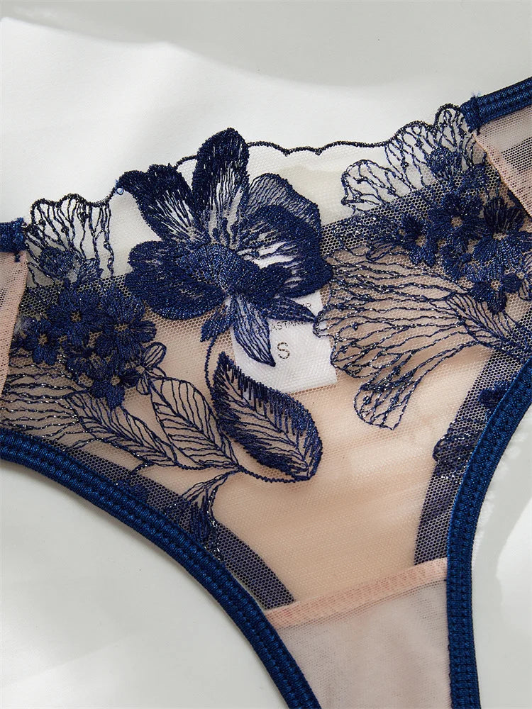 #PB Mesh Embroidered Lingerie Set - passionbarn.com