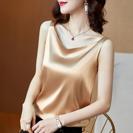 #PB Sleeveless Satin Silk Top - passionbarn.com